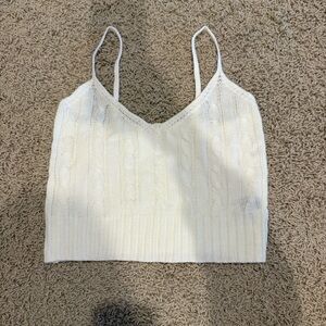 SHEIN Cream Ribbed Crop Camisole Top